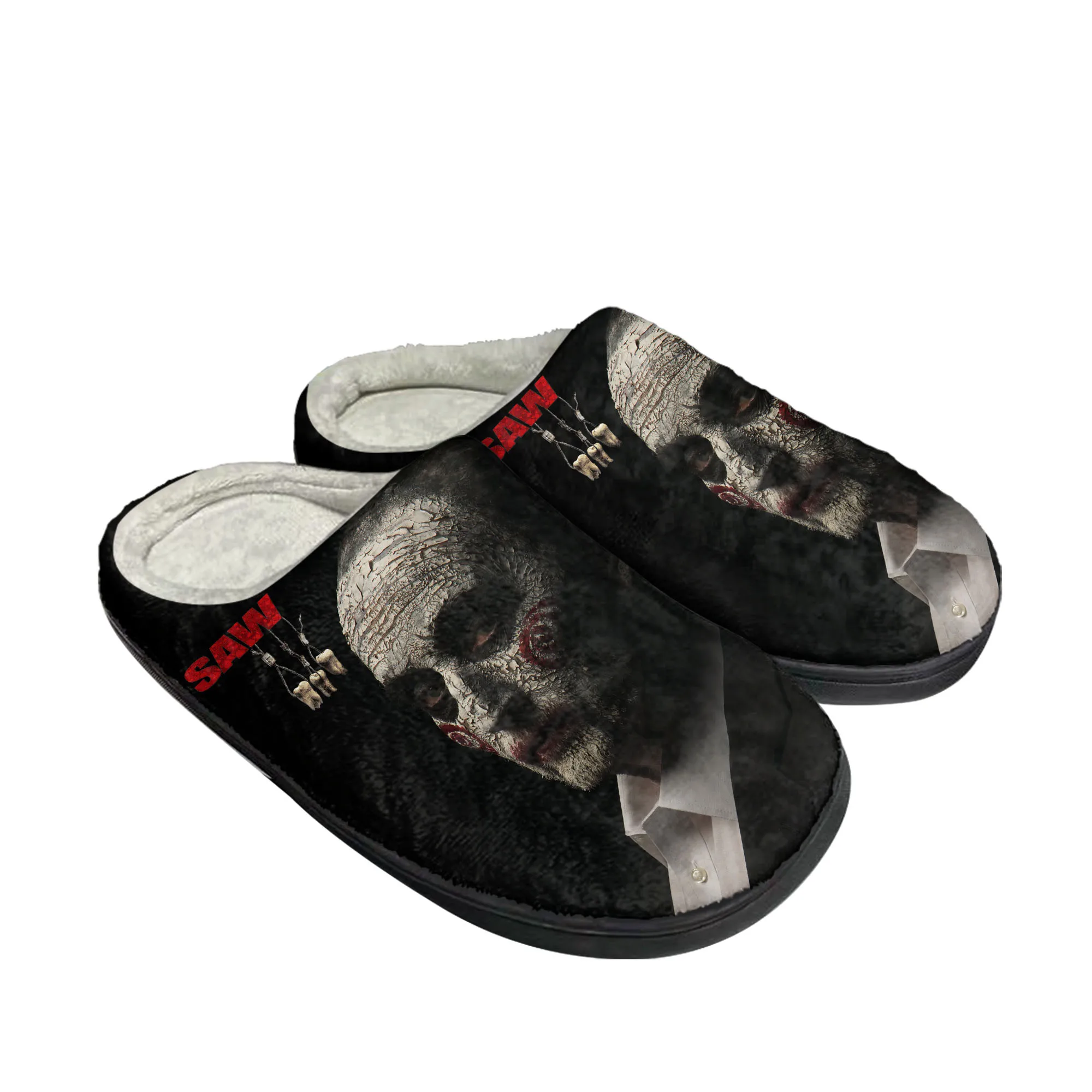 

Saw Movie Horror Jigsaw Puppet Home Cotton Slippers Mens Womens Plush Bedroom Casual Keep Warm Shoes Indoor Customized Shoe