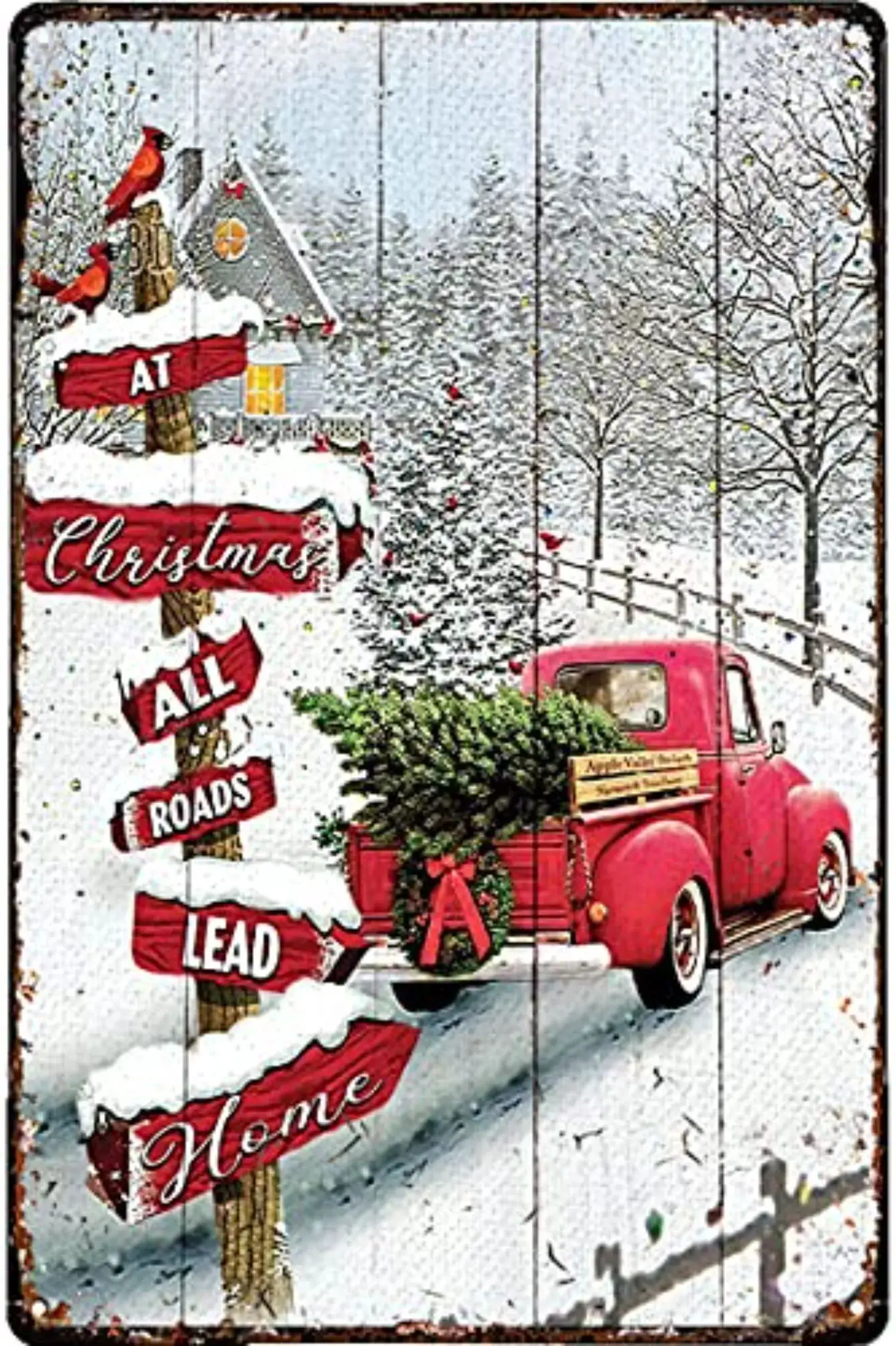 

Фототабличка: все дороги ведут домой на Рождество, железная живопись для дома, кафе и отелей, подарки с логотипом, идеальный декор стен