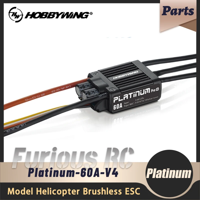 

HOBBYWING Platinum 60A V4 Remote Control Model Aircraft High Voltage Brushless ESC Fixed Wing Helicopter