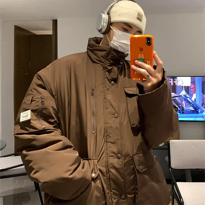 Winter Jacket Men Warm Fashion Pocket Thick Down Jacket Men Streetwear Loose Short Coat Mens Parker Clothes Plus Size M-5XL