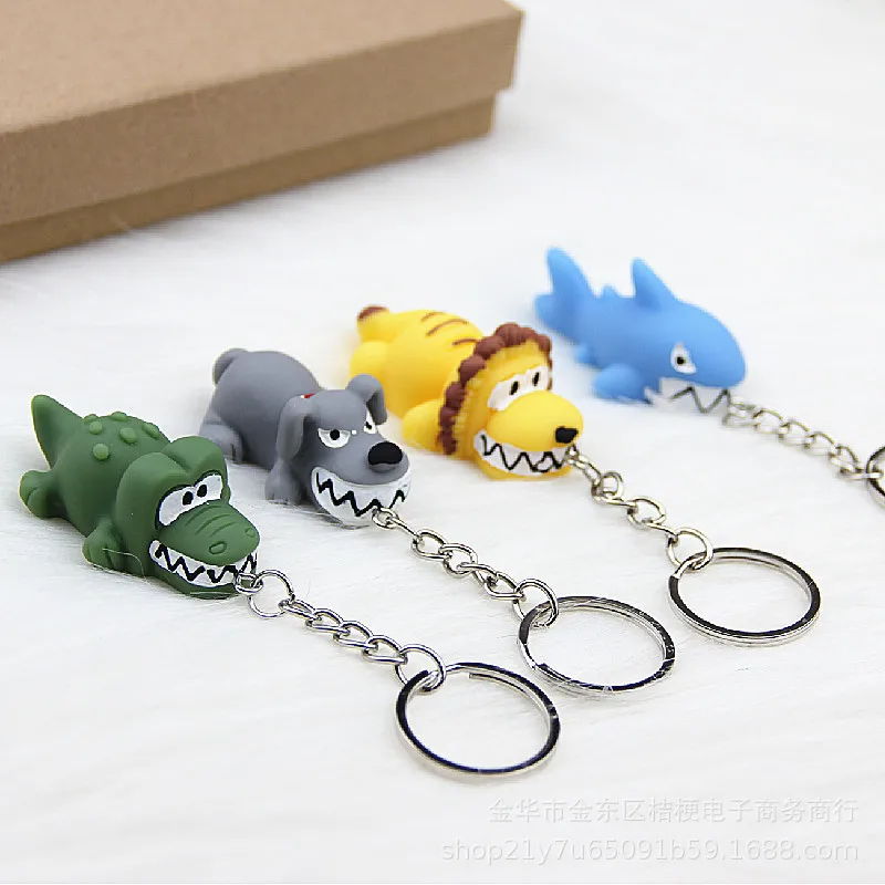 Fashion Cartoon Cute Keychains Key Ring Dog Lion Shark Crocodile Animal Keychain Cartoon Mobile Phone Bag Fun Pendant Jewelry