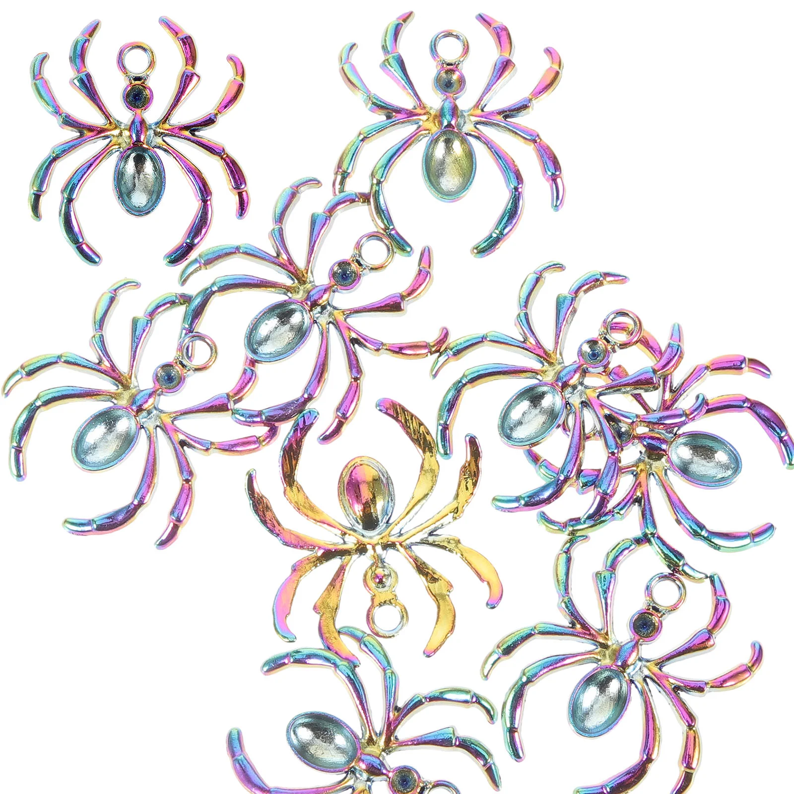 

20 Pcs Colorful Spider Pendant Metal Charms Necklace Halloween Decorations Outdoor Jewelry House Bracelet Making