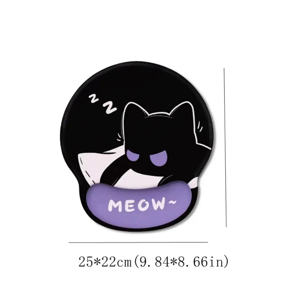 Нескользящий коврик для мыши с рисунком черного кота и запястья