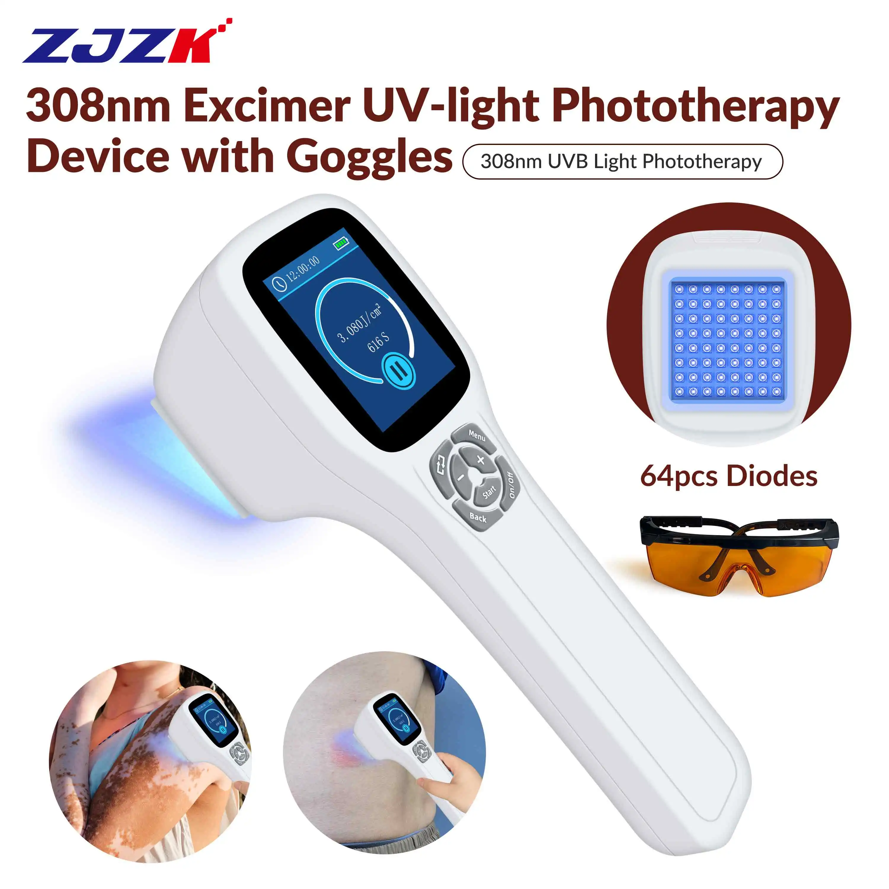 ZJZK UV B Light Spot Treatment 308nmx64diodes Benefits Of Therapy для витилиго атопического дерматита