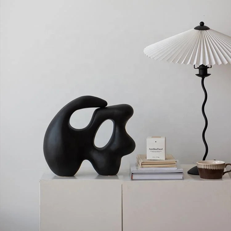 

Home Decor Wholesale Black Irregular Shape Ceramic Ornaments Interior Room Decoration Accessories Ceramic Figurine