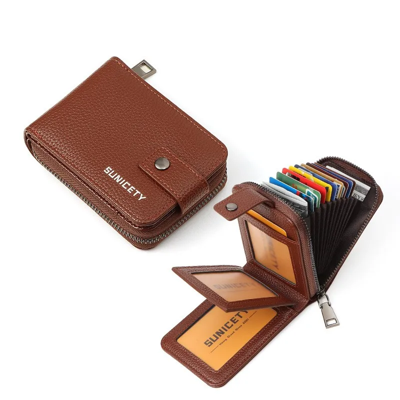 

New Men's Short Wallet Multi Card Fashion Casual Wallet Litchi Pattern Thin Horizontal Organ Bag