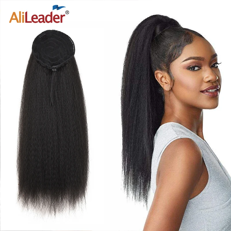 

Afro Ponytail Synthetic Afro Puff Drawstring Ponytail Extension For Black Women Yaki Staight Ponytail Synthetic Hair 22Inch