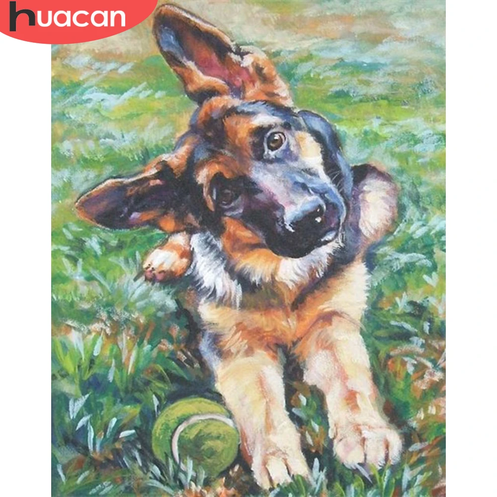 

HUACAN Painting By Number Dog Animal Drawing On Canvas Picture Hand Painted DIY For Adult Home Decoration 60x75cm