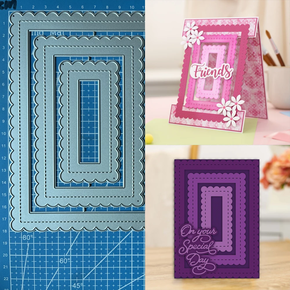 

Металлические Вырубные штампы Lucky богини с зубчатыми краями прямоугольник «сделай сам» Скрапбукинг Фотоальбом декоративное тиснение бумажные карточки ремесла