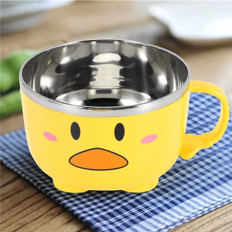 Миска для лапши Утка Рамен с крышкой милая кухонная чаша из нержавеющей стали