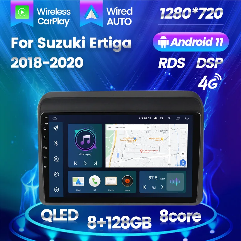 

Android 11 для Suzuki Ertiga 2018 2019 2020 Автомобильный мультимедийный плеер стерео QLED экран радио аудио GPS навигация 1280*720 SWC DSP