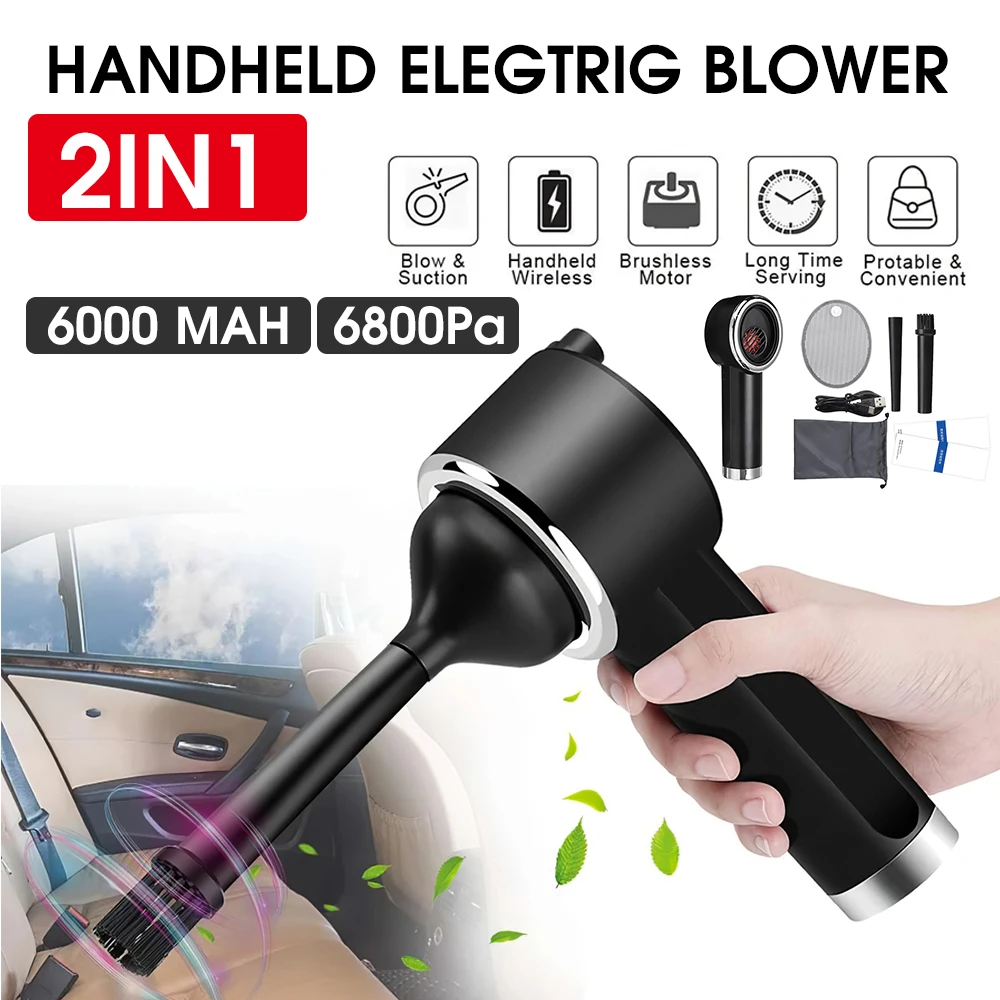 

Portable Air Duster Wireless Air Blower USB Vacuum Cleaner Handheld Dust Collector Blow And Suck Dual Purpose For Laptop PC Car