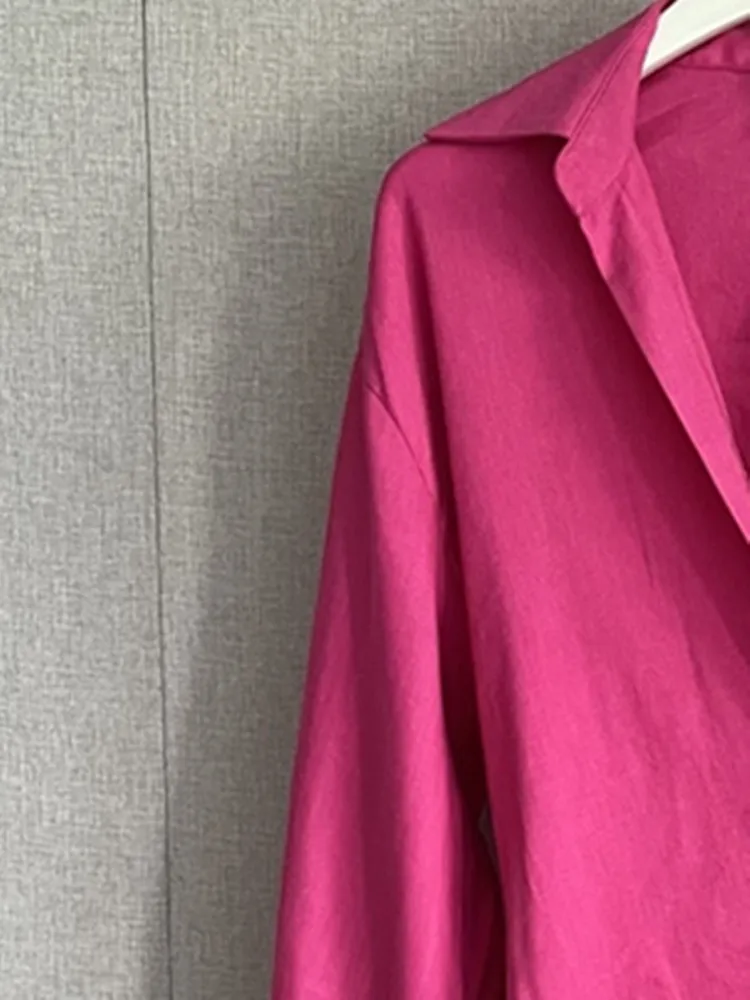 Irregular Shirt Dress Women Long-sleeved Turn-down Collar Pleated Mini Robe for Female 2023 Early Autumn