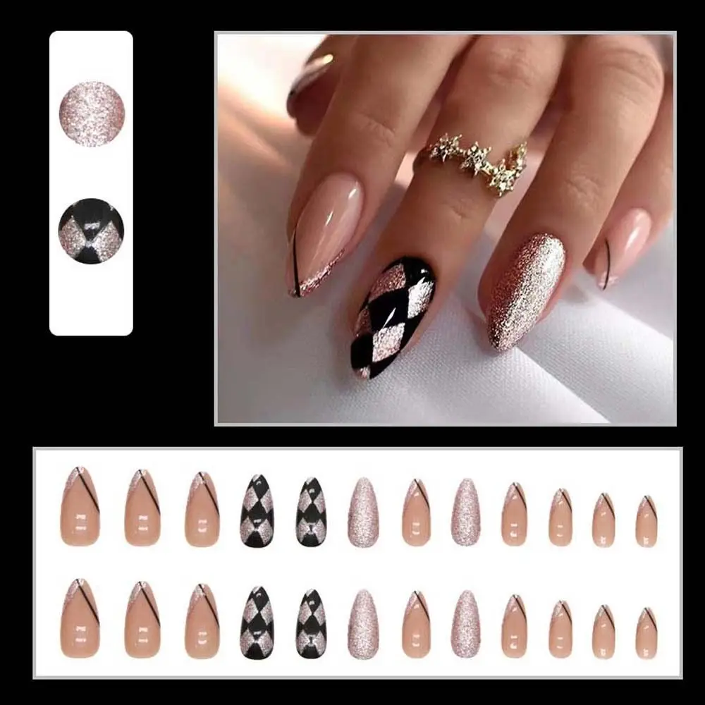 

1 Set Fashion Korean Fake Nail Mixed Color Exquisite DIY Household Full Cover Artificial Nails Manicure Shop Detachable Material
