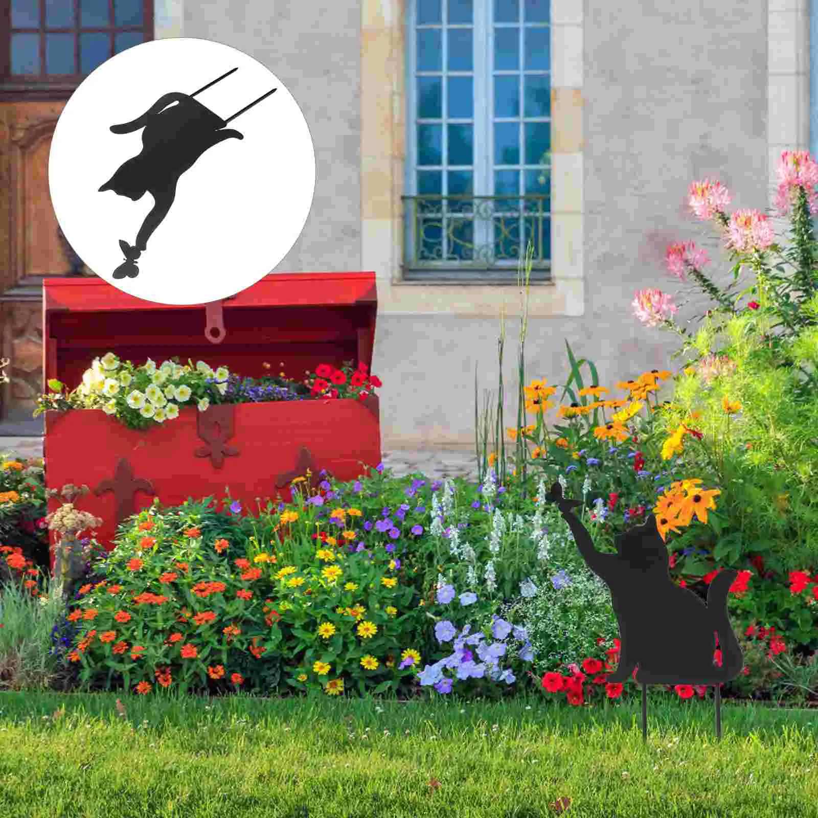 

Cat Silhouette Garden Stakes Stake Yard Blackmetal Decor Kitten Sitting Walking Silhouettes Decorative Animal Patio Sculpture
