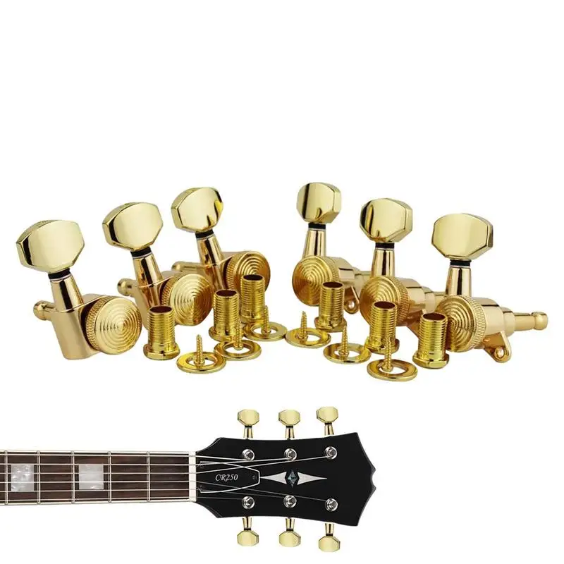 

Электрические Ключи для тюнинга гитары, 6 в линии, тюнинг-ключи для электрогитары, прочная шестеренка 18:1, тюнинг-ключи, колышки для гитары