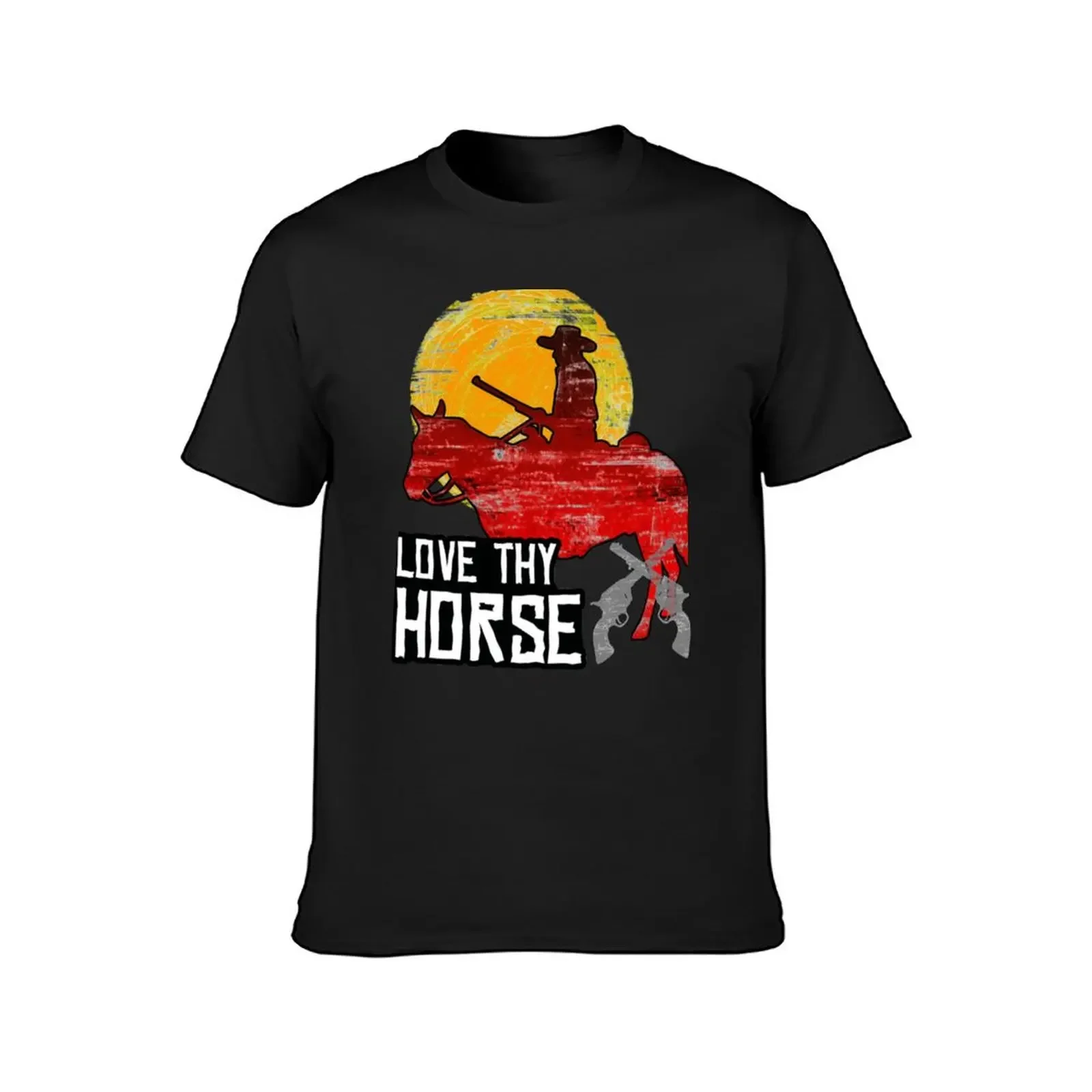 Футболка Red Horse Sunset- LOVE THY HORSE Мужская одежда корейские модные футболки черные для