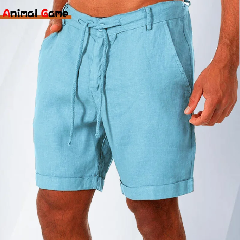 

Summer Fasion Mens Linen Sorts Men Cotton Beac Sort New Wild Leisure Loose Solid Caro Sorts for Men Sweatsorts