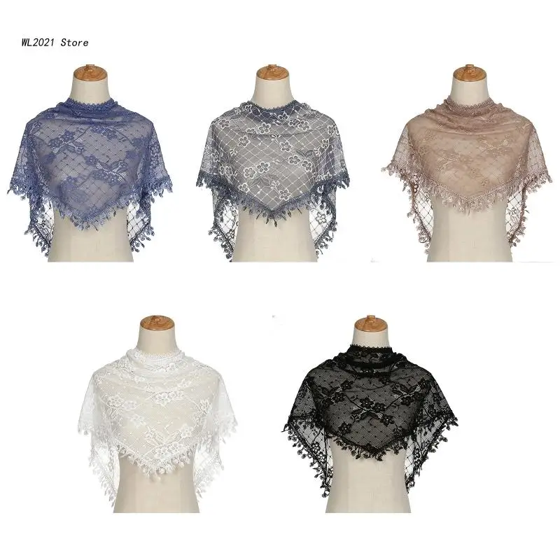 

Floral Print Scarf Lace for TRIANGLE Scarf Summer Hijab Lace Fringe Scarf for TRIANGLE Pashmina Hijab Scarfs For Women