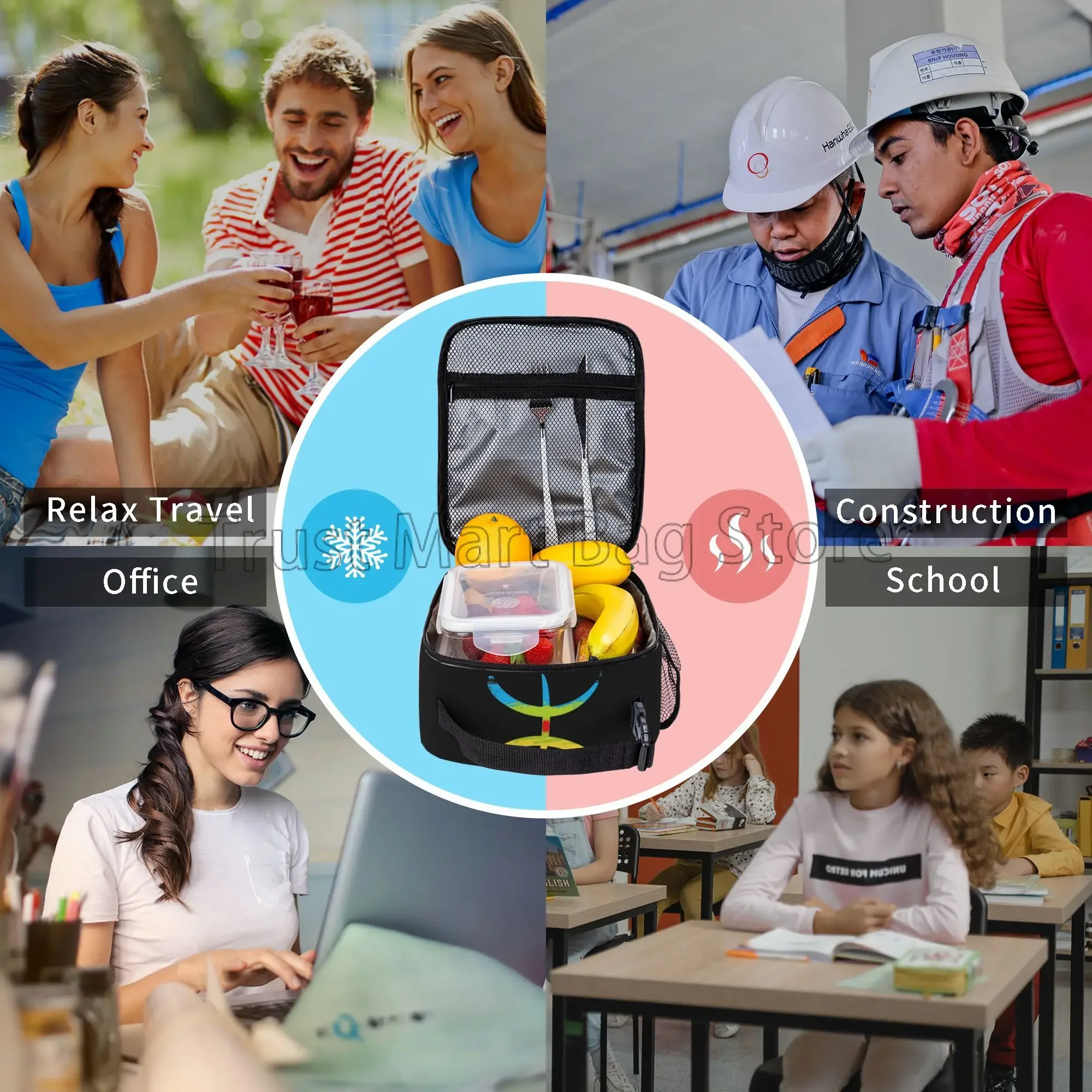 Изолированная сумка для обеда с принтом флага Kabyle Amazigh водонепроницаемая