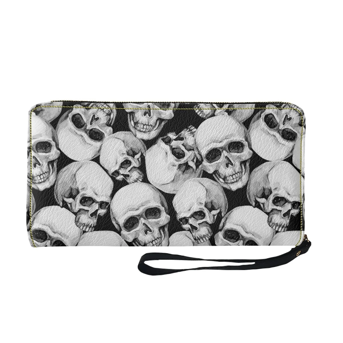 Skull Print Clutch Wallet For Women Luxury Brand Wallet Pu Leather Lightweight With StrapSlim Wallet Carteras Para Mujer