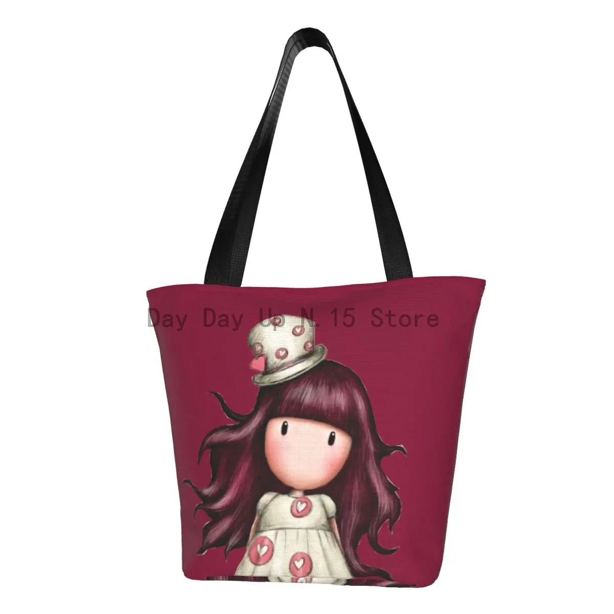 

Gorjuss Santoro Grocery Tote Shopping Bags Women Cute Girl Cartoon Doll Canvas Shopper Shoulder Bag Big Capacity Handbag