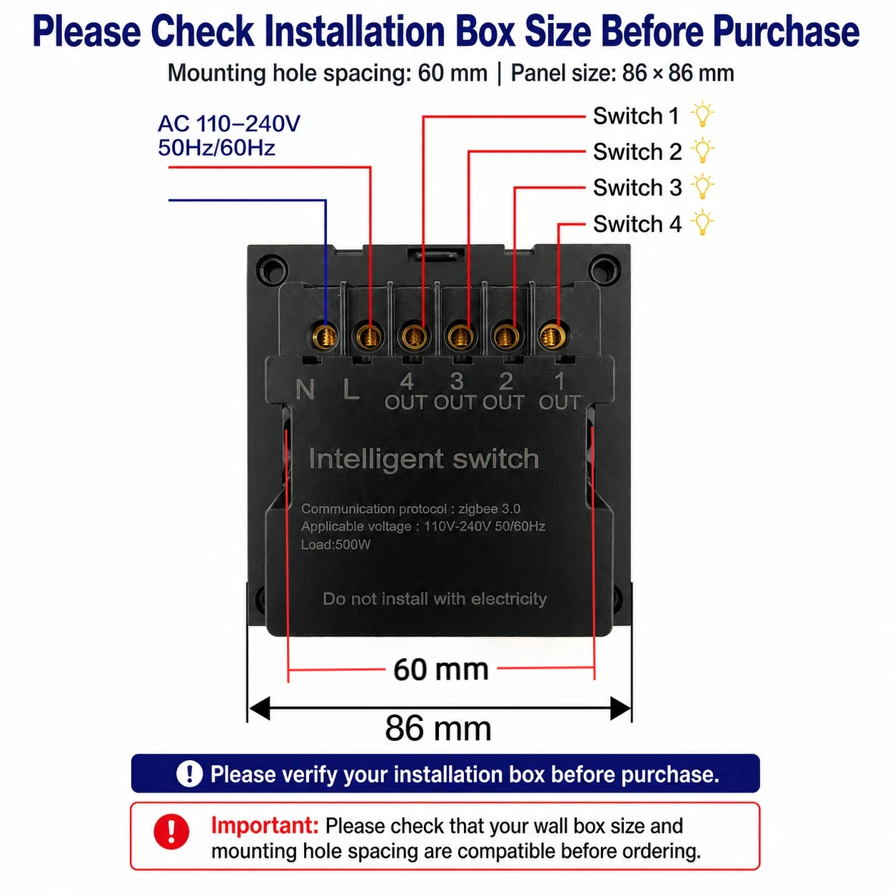 Фото Умный выключатель M8 Pro Tuya Zigbee 4 клавиши для электрического света, экран времени и температуры, удалённое управление Smart Life App и голосом, Home Assistant, дом, отель, вилла №5