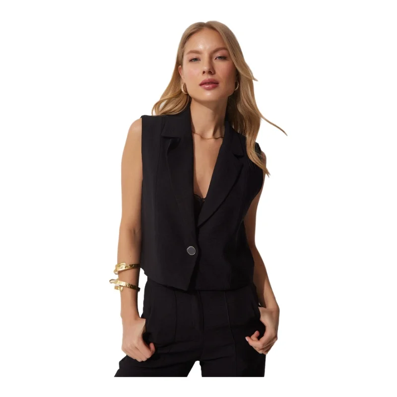 TYZA женские жилеты стандартного кроя тканые повседневные однотонные пальто и