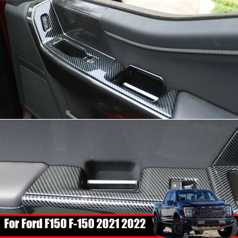 

For Ford F-150 F150 2022 2023 ABS Carbon Fiber Interior door armrest Window lift buttonSwitch panle Cover glass control Trim LHD