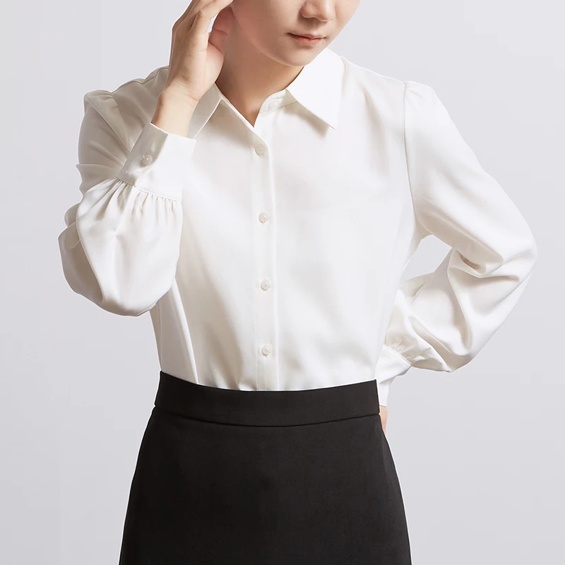 Белые атласные рубашки Chicbliss женские с длинными рукавами на весну и осень женская