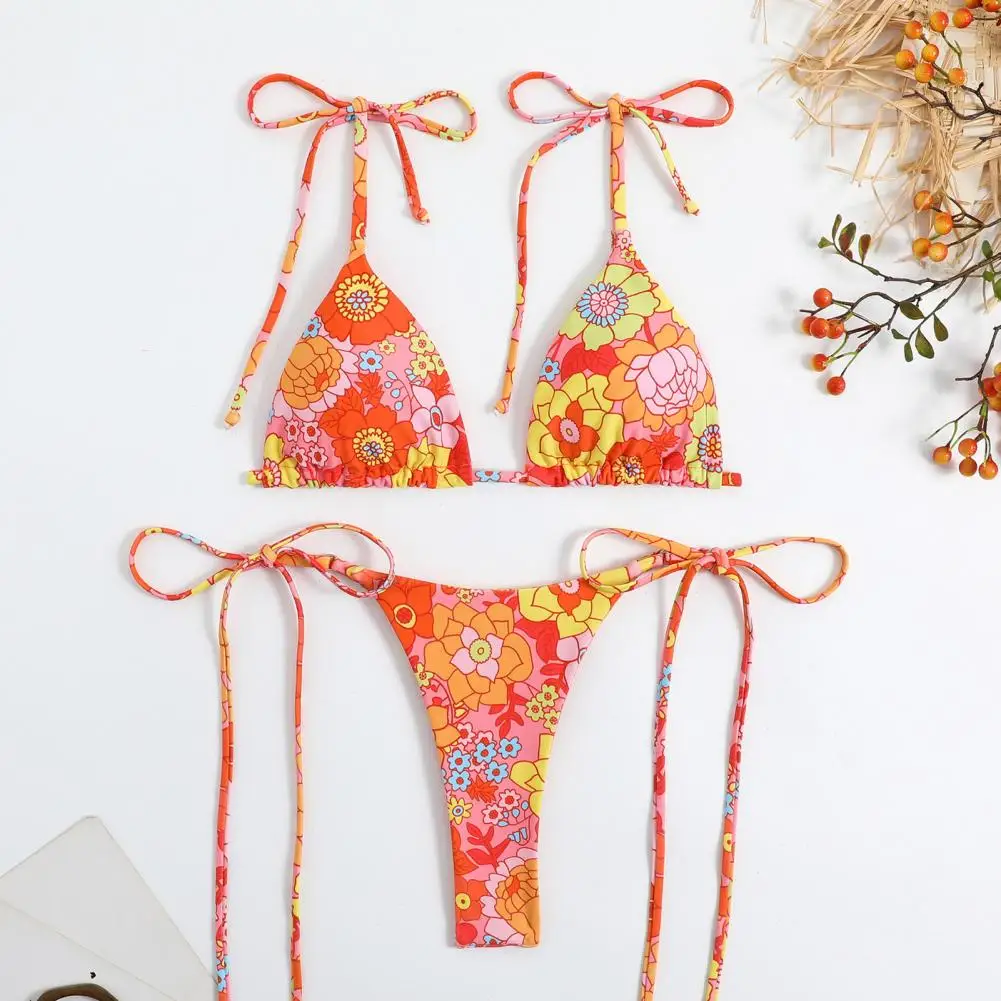 

2 Pcs/Set Sexy Women Swimsuit G-string Women Bikini Set Backless Breathable Women Bikini Set Bathing