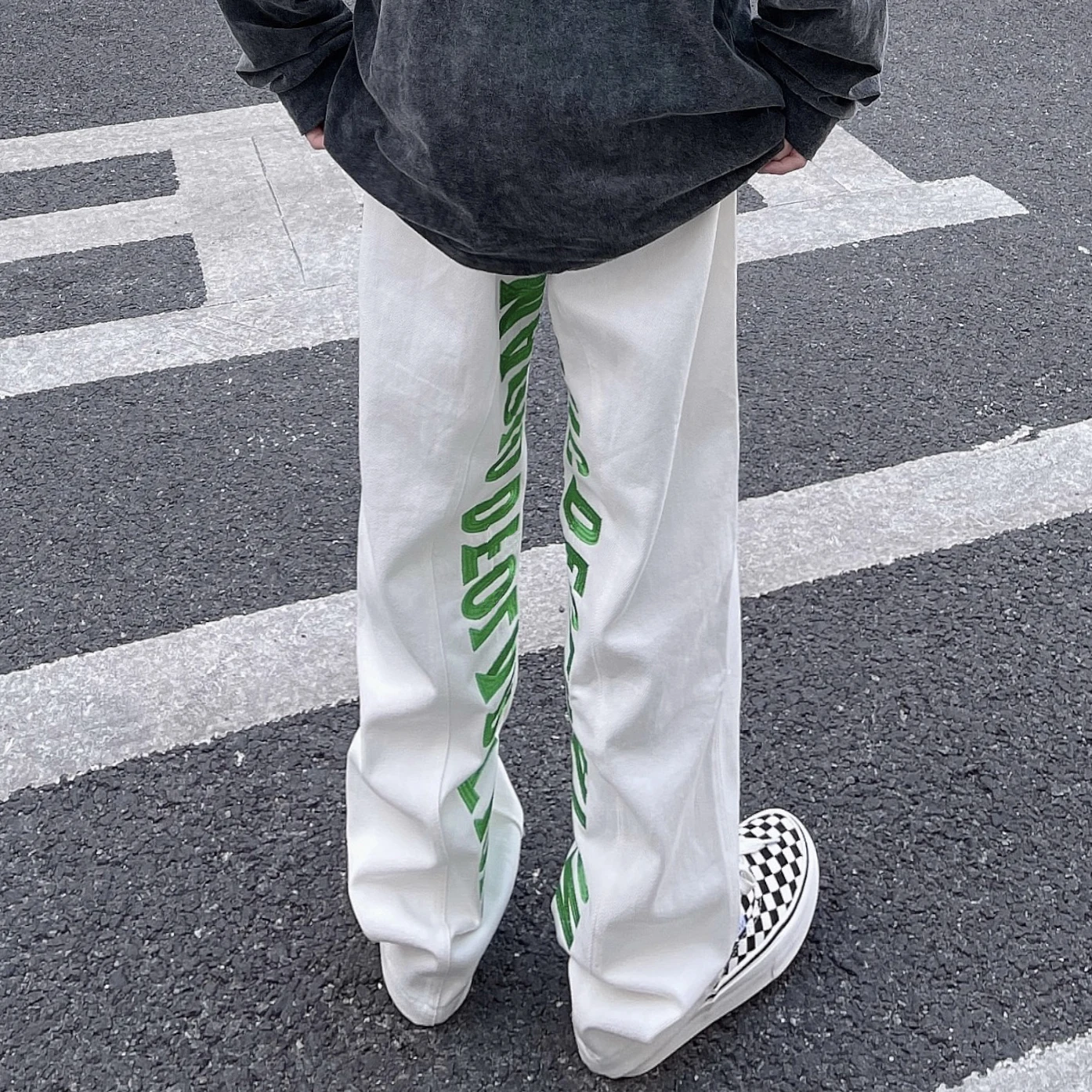 American High Street Retro Jeans White Hip-Hop Loose Wide-Leg Pants Fried Street Ruffian Handsome Long Pants Mopping The Floor