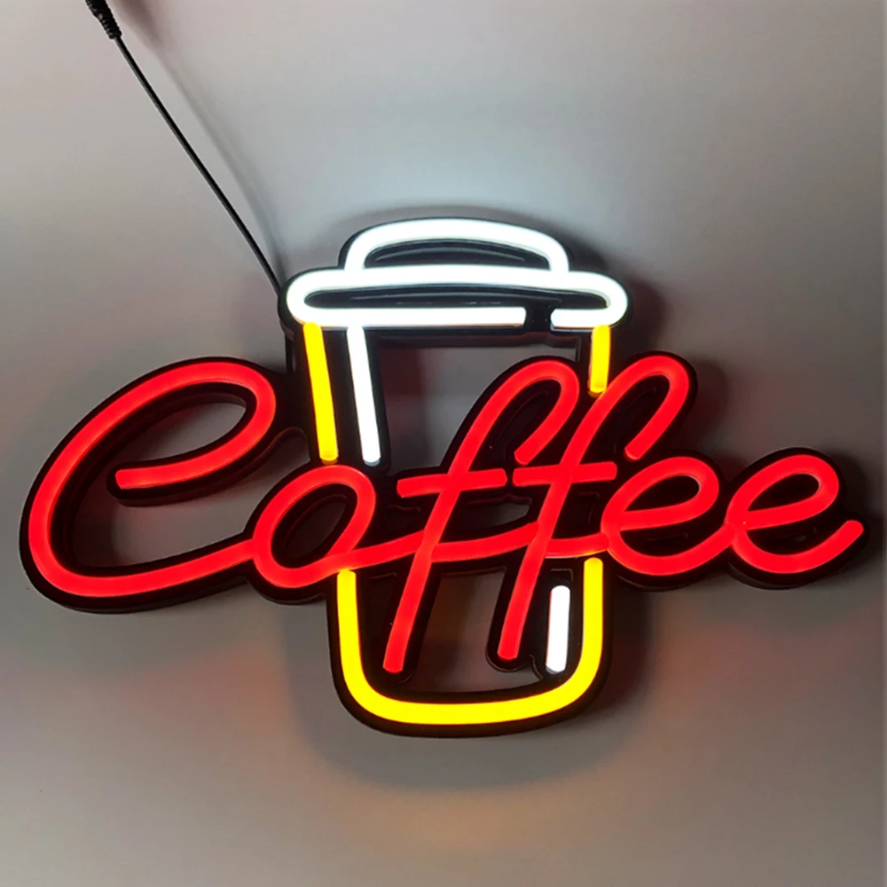 Coffee LED Neon Sign 60x40cm Cafe Shop Store Hanging Wall Indoor Decoration Lamp Neon Signs Lights for Bulk Wholesale Dropship