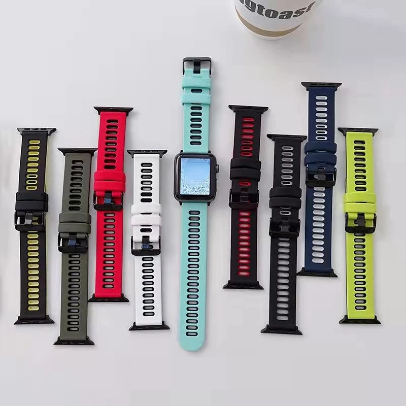 

Ремешок силиконовый для Apple Watch Band 7 41 45 44 42 мм 40 мм 38 мм, спортивный резиновый браслет для iWatch 4 5 6 Se