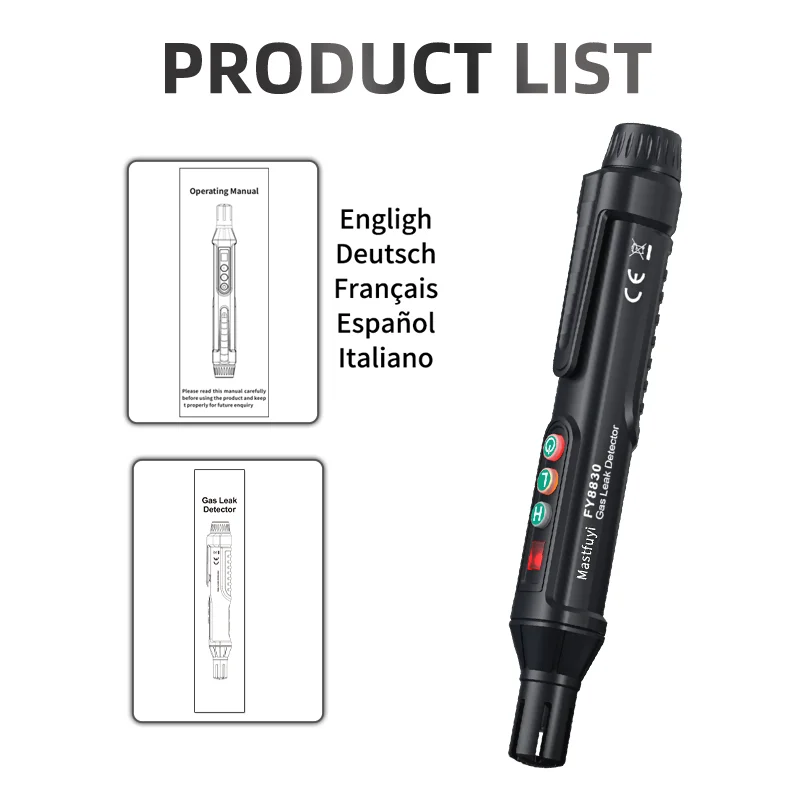 MASTFUYI Портативный детектор утечки газа Детектор природного газа Детектор горючего газа со звуковой и визуальной сигнализацией Инструмент для снайзера газа
