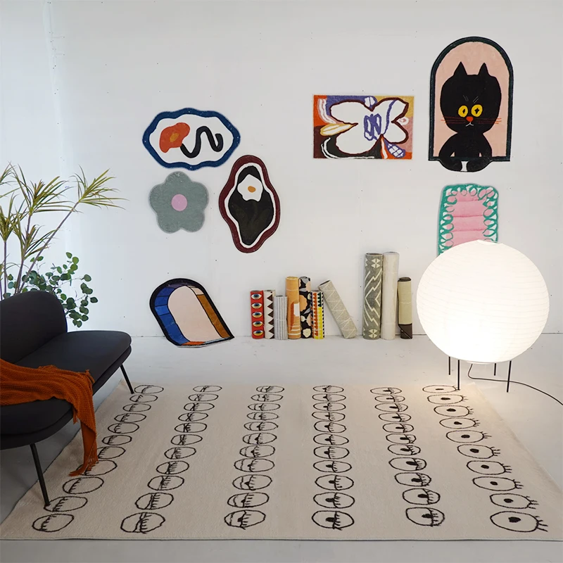 

Modern Living Room Carpet Nordic Fluffy Soft Large Area Line Design Boy Bedroom Bedside Rug Mat Polyester Luxury Decoration Home