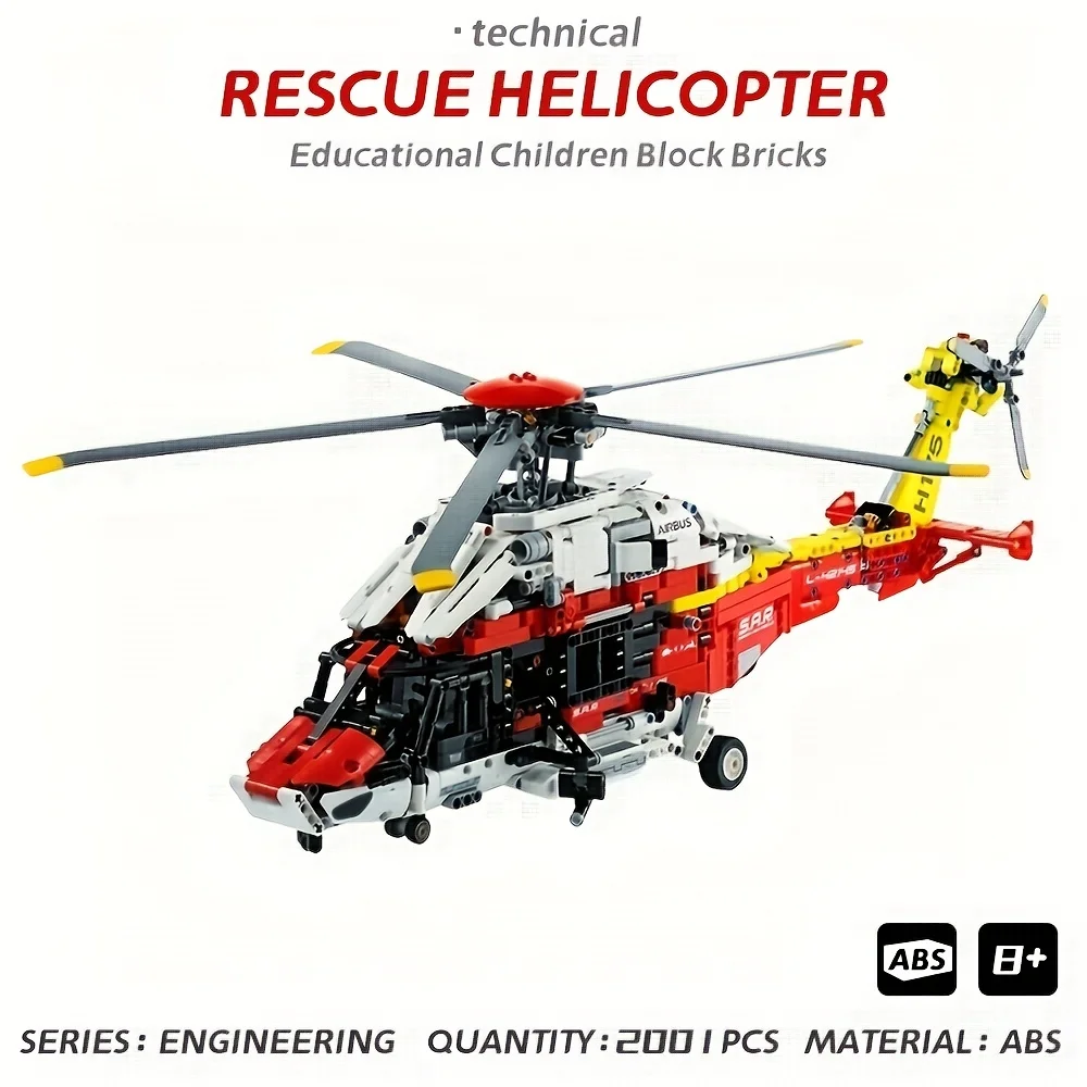 

Technical Aerial Vehicle Rescue Helicopter Moc Engineering Series Block Bricks Compatible 42145 Educational Kid Toy 2001pcs