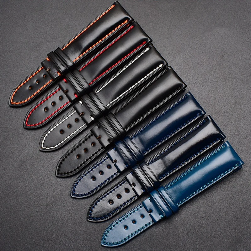 

Genuine Leathe Watch band For Citizen Seiko Trend Men Strap Replacement 20mm 22mm Butterfil Bucke Water proof Bracelet Black