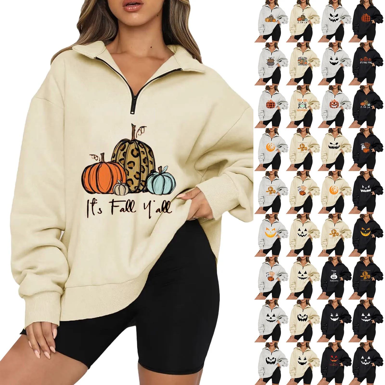 

Tops For Womens Thanksgiving Print Oversized Half Zip Pullover Long Oversized Shirts Women Vintage Oversized Soft Sweaters Women