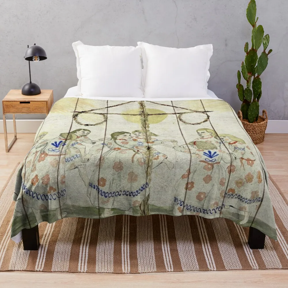 

Midsommar May Queen Painting Throw Blanket Large Blanket Travel Blanket
