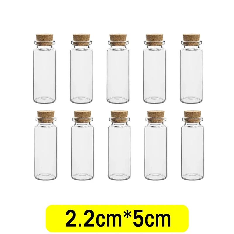 Прозрачные мини-бутылочки из боросиликатного стекла с пробкой