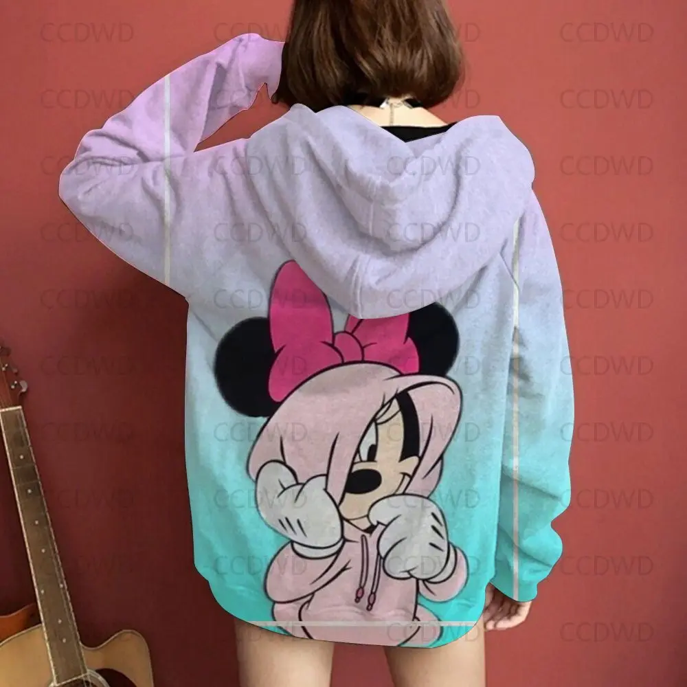 

Толстовки с капюшоном, пуловер Диснея, модные куртки, Топ с длинным рукавом Минни Маус, толстовки с капюшоном с Микки, женская детская одежда, толстовка