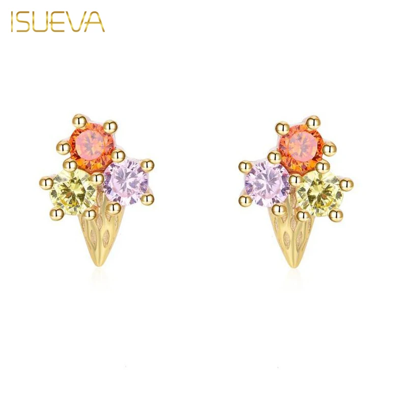 

ISUEVA Mini Colored Zircon Small Ear Stud Earrings for Women Fashion Gold Plated Cartilage Piercing Earrings Jewelry Accessories