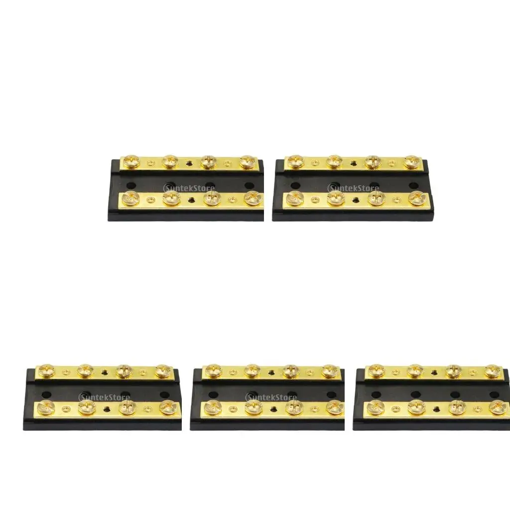 

5pc Engine Boat 4 Gang Buss Bar Block 8 Terminal 32V60A Dual Bus Bar
