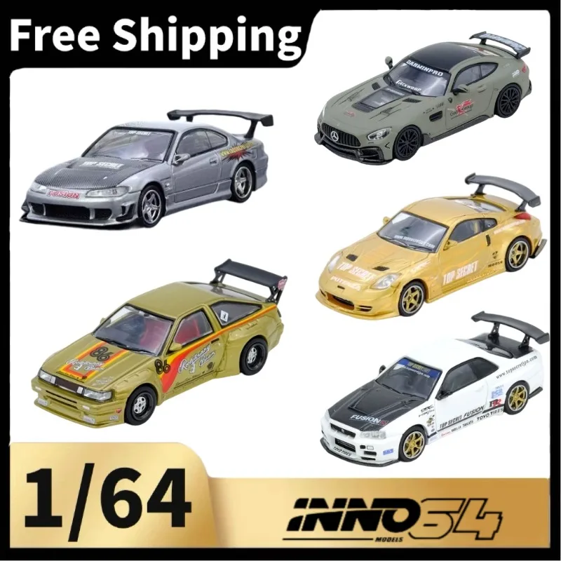 Фото В наличии: INNO 1:64 Nissan TOP SECRET SILVA S15 R34, реплика модели автомобиля из сплава, идеально подходит в качестве подарка на праздники или коллекционного экземпляра. №1