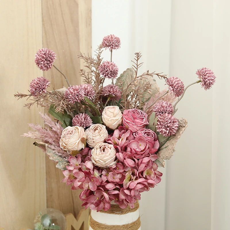 Букет Artificial Peony Rose Hortensja для свадебных украшений шелковый материал