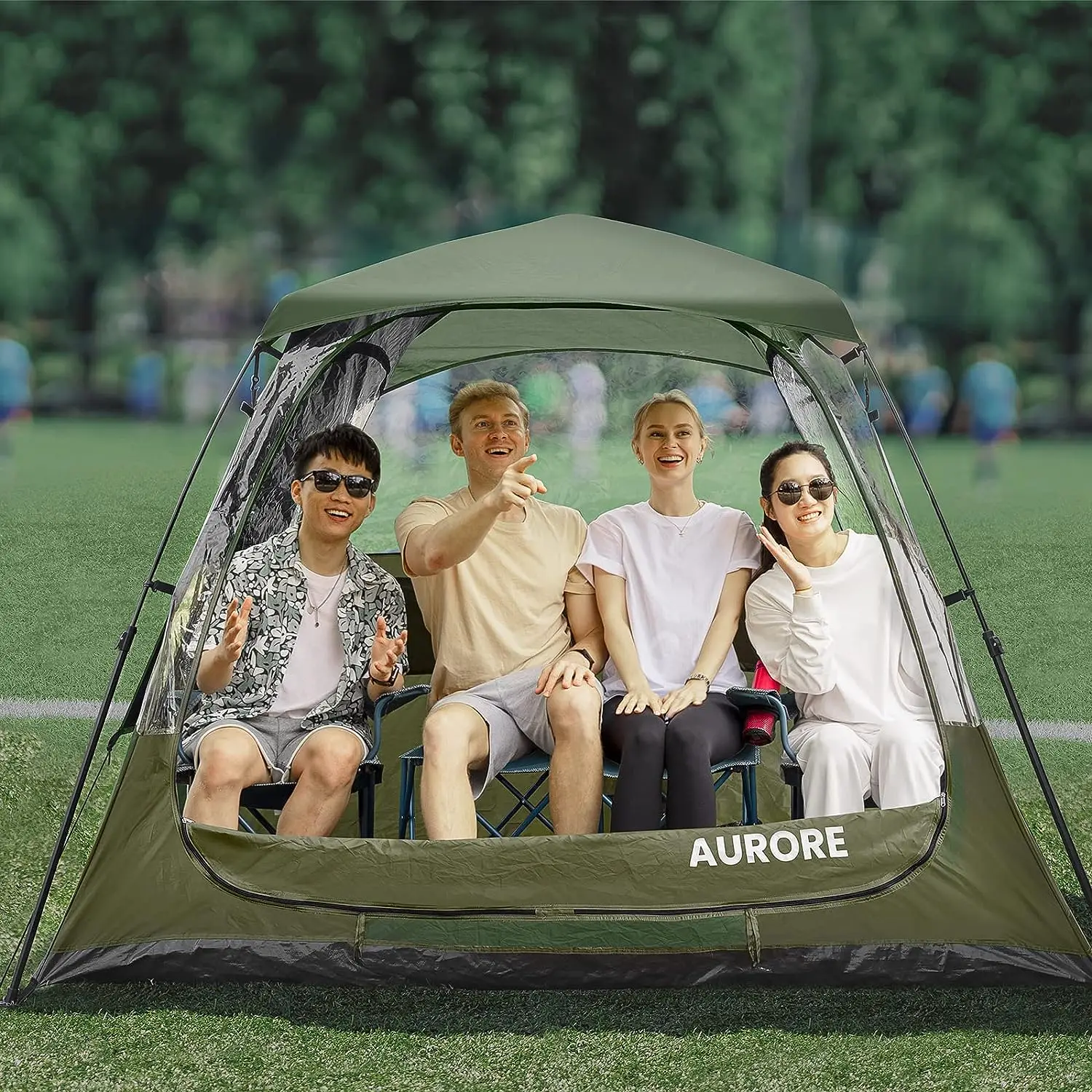 

Tent Pop Up Shelter, Weather Sport Tent for Up to 4 People, Large TPU Pod Tent for Rain Wind Cold Bugs, Powerful UV Protection w