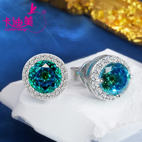 Серьги-гвоздики CADERMAY двухцветные из серебра 925