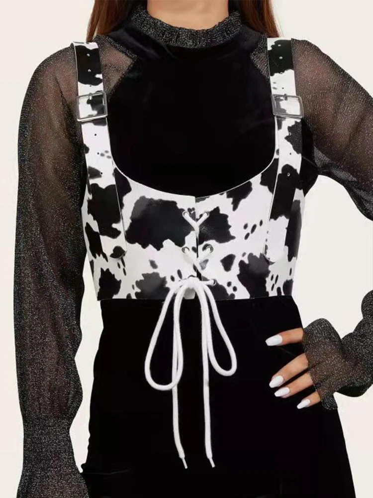 

Sexy Fashion New PU Leather Animal Print Strap Belt Women Lace-up Corset Summer Dresses Girdle Black Ins Cummerbunds