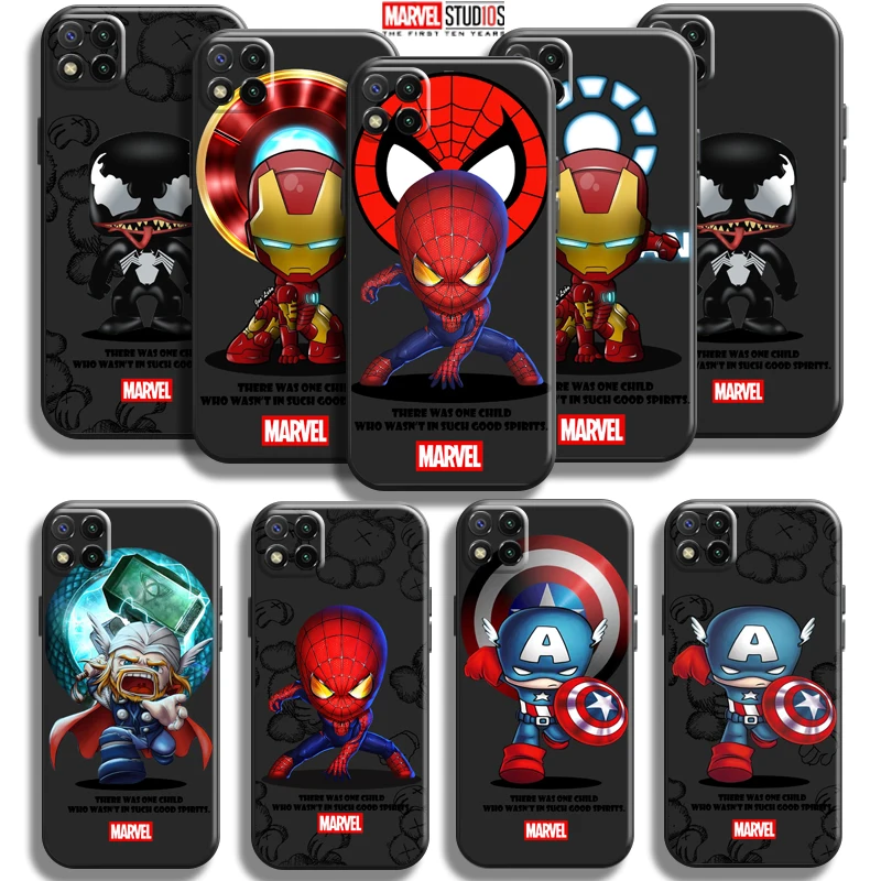 

Marvel Cartoon Iron Man Spiderman For Xiaomi Redmi 9C Phone Case Coque Silicone Cover Carcasa Back Funda